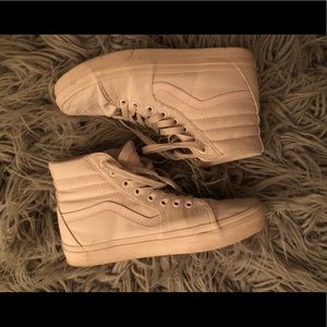 pastel pink old skool vans high top mono canvas